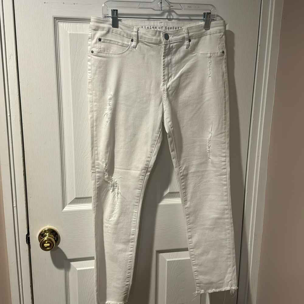 Article of Society- White Ankle Jeans- Distressed. Side 31